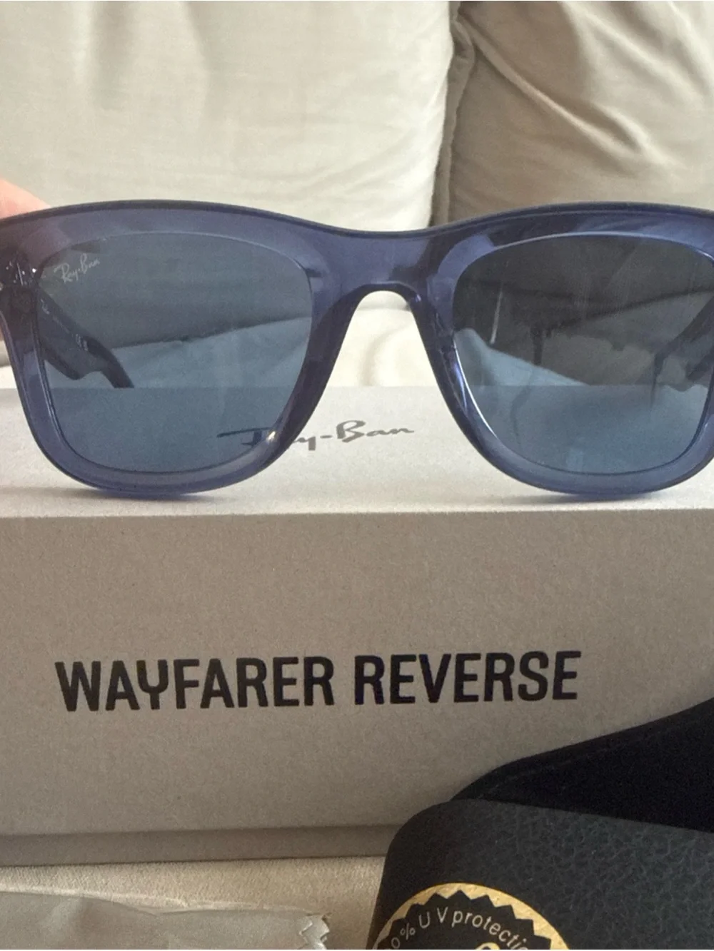 Ray-Ban Wayfarer Reverse 6708/3A Navy Blue Sunglasses Unisex Orig $215